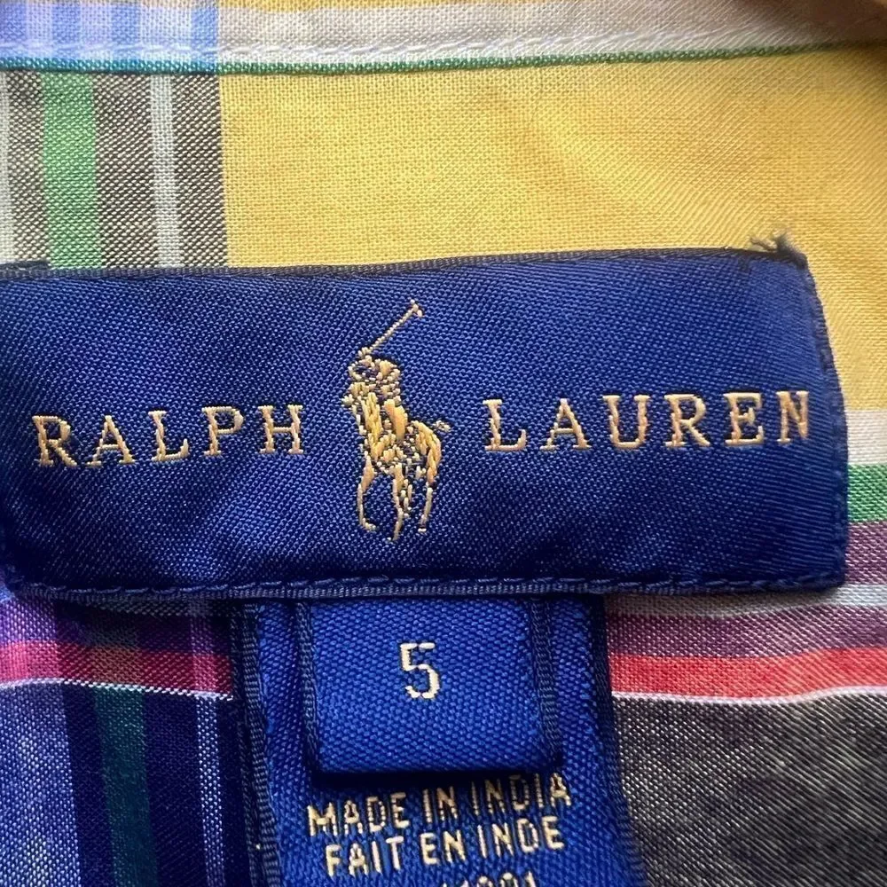 Ralph Lauren  Boys Yellow Plaid Dress Shirt size 5
